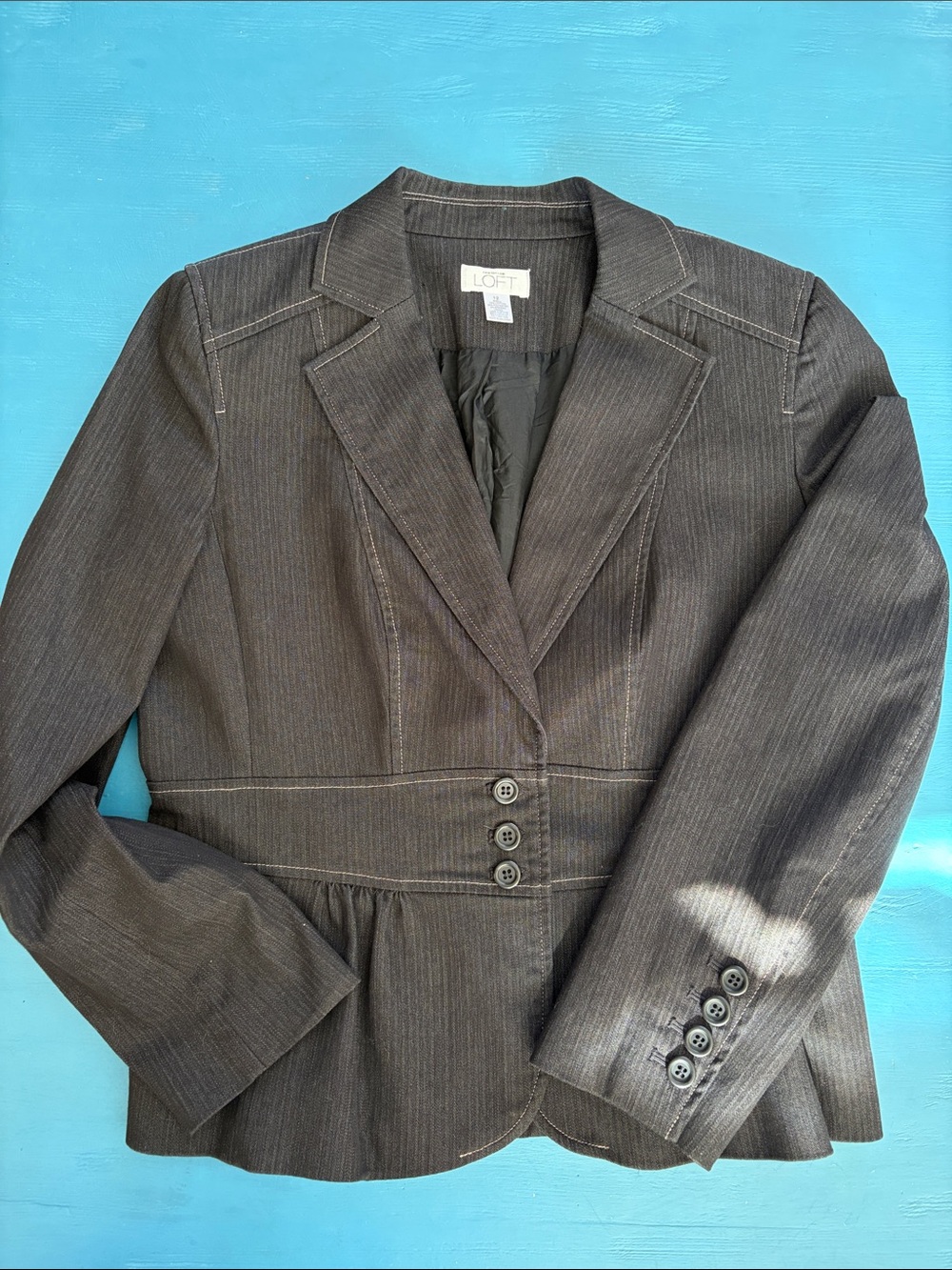Ann Taylor LOFT Black Denim Pinstripe Suit (3 pieces)